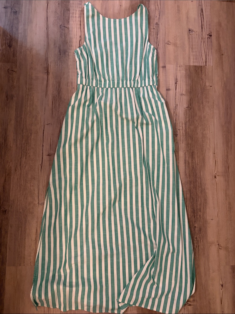 Green & White Striped Maxi Dress
